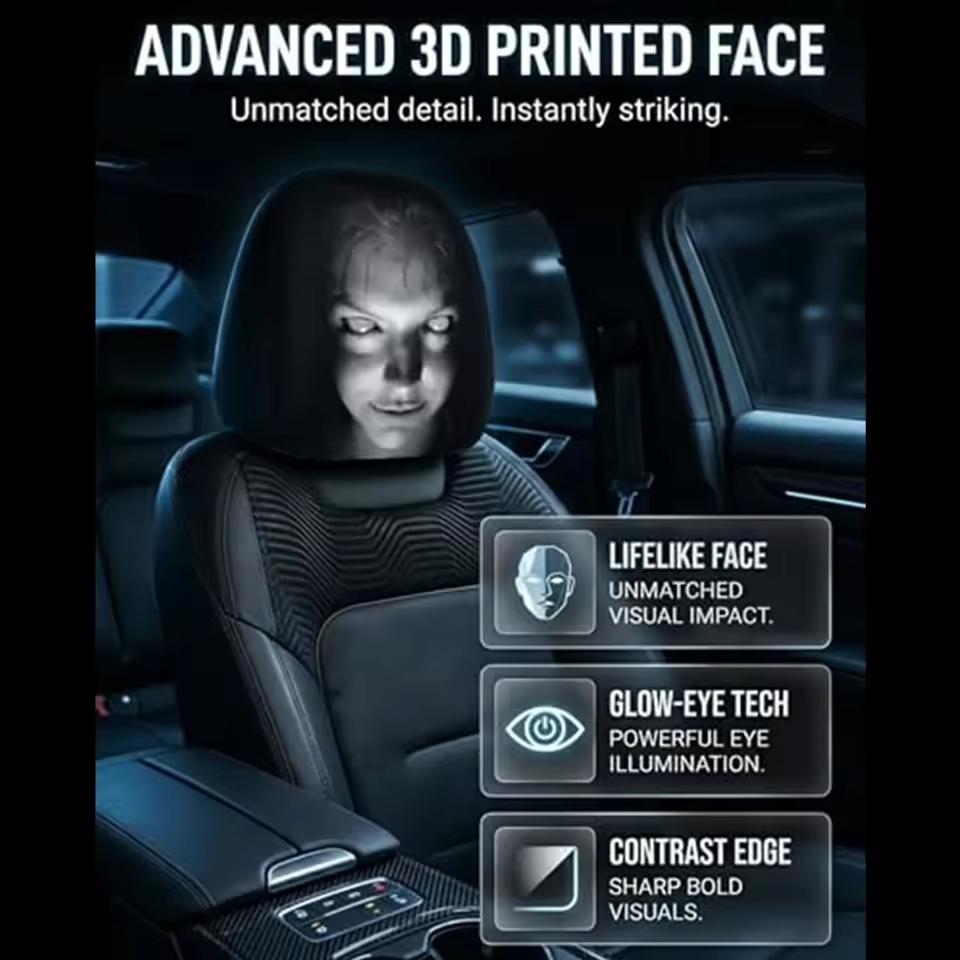 2/4/6PCS Halloween Horror Face Car Headrests Covers Universal Cars Breathable Elastic Seat Cover